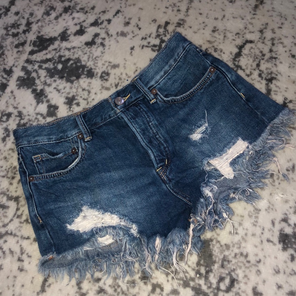 Free People Destroyed denim shorts